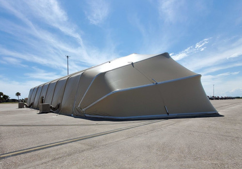 75'W x 195'L Large Area Maintenance Shelter (LAMS), Tri-Lid Ends, Tan-product-main_image -product-main_image