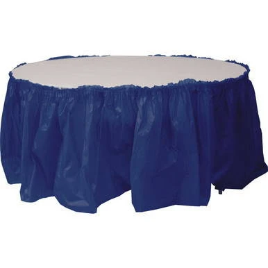 14' Plastic Skirt - Navy Blue, close-up view of navy blue plastic skirt on a white background.