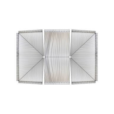 20' x 30' Classic Pole Tent Liner, top view of a white tent liner with three connected panels featuring pleated fabric and reinforced edges for a fitted tent appearance.
