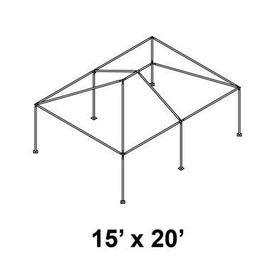 15' x 20' Classic Frame Aluminum Single Tube 8' Pole and Fitting Kit, illustration of a rectangular outdoor tent frame with aluminum poles and fittings.