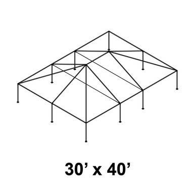 30' x 40' Classic Frame Aluminum Single Tube 8' Pole and Fitting Kit, image showing a large rectangular outdoor canopy frame constructed with aluminum tubes and fittings.
