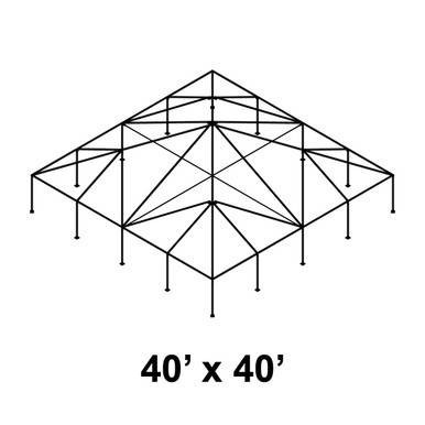 40' x 40' Classic Frame Aluminum Single Tube 8' Pole and Fitting Kit, image of a 40 by 40-foot metal frame structure with poles and fittings for assembly.