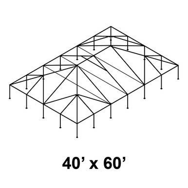 40' x 60' Classic Frame Aluminum Single Tube 8' Pole and Fitting Kit, image of a large, sturdy outdoor event tent frame structure showing the metal poles and fitting connections.