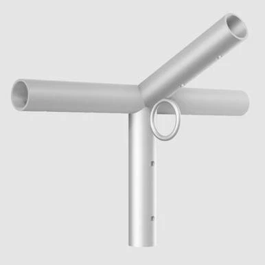 Side Tee with Ring, modern white metal tee with a circular ring attached for decorative or functional purposes.