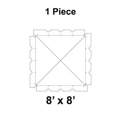 8' x 8' Classic Frame Tent, 1 Piece, 16 oz. Ratchet Top, Solid White, product image showing the tent's top view with a square shape and secure ratchet points.
