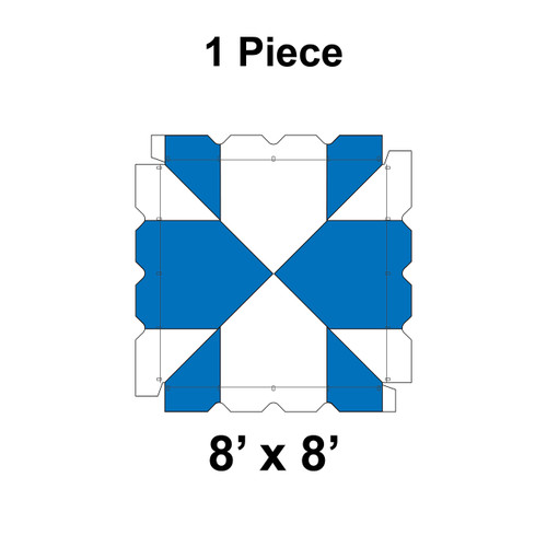 8' x 8' Classic Frame Tent, 1 Piece, 16 oz. Ratchet Top, White and Blue-product-main_image -product-main_image