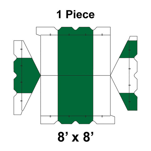 8' x 8' Gable Frame Tent, 1 Piece, 16 oz. Ratchet Top, White and Forest Green