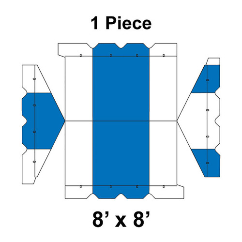 8' x 8' Gable Frame Tent, 1 Piece, 16 oz. Ratchet Top, White and Blue