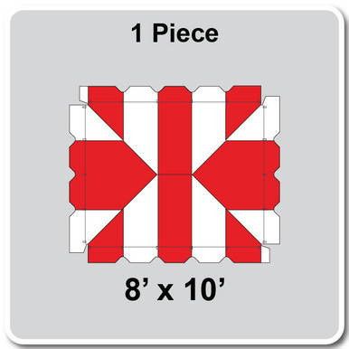 8' x 10' Classic Frame Tent, 1 Piece, 16 oz. Ratchet Top, White and Red, featuring a distinctive red and white striped design with ratchet top for secure setup.