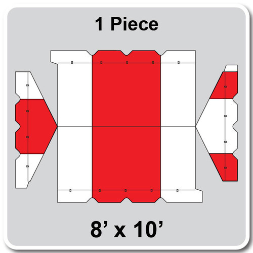 8' x 10' Gable Frame Tent, 1 Piece, 16 oz. Ratchet Top, White and Red