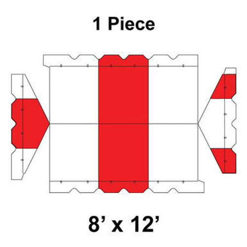8' x 12' Gable Frame Tent, 1 Piece, 16 oz. Ratchet Top, White and Red-product-main_image -product-main_image