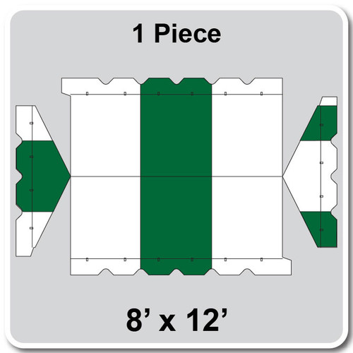 8' x 12' Gable Frame Tent, 1 Piece, 16 oz. Ratchet Top, White and Forest Green