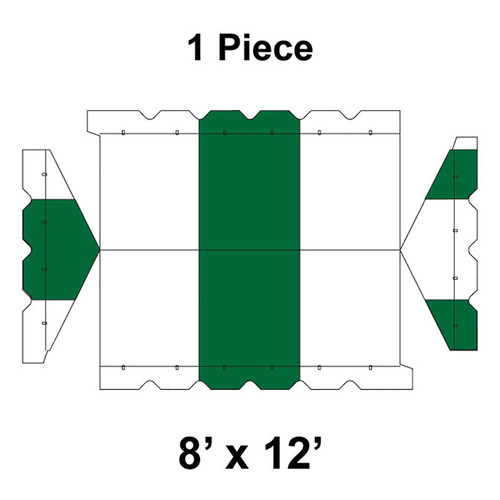 8' x 12' Gable Frame Tent, 1 Piece, 16 oz. Ratchet Top, White and Forest Green