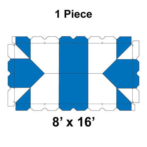 8' x 16' Classic Frame Tent, 1 Piece, 16 oz. Ratchet Top, White and Blue