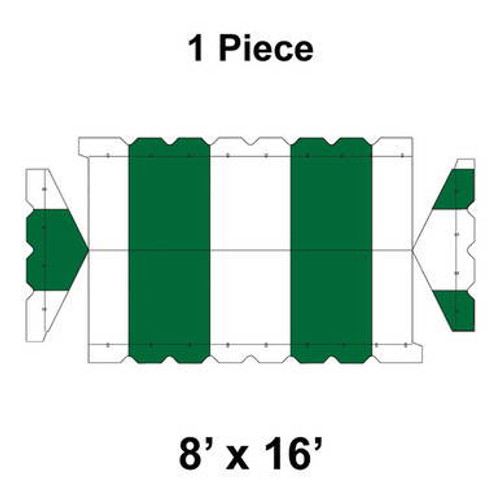 8' x 16' Gable Frame Tent, 1 Piece, 16 oz. Ratchet Top, White and Forest Green 8' x 16' Gable Frame Tent, 1 Piece, 16 oz. Ratchet Top, White and Forest Green