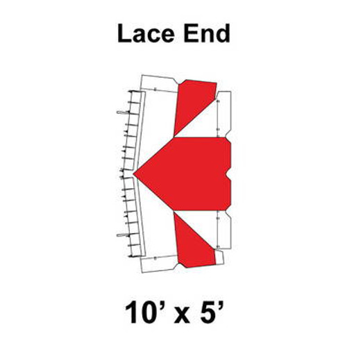 10' x 5' Classic Frame Tent Lace End, 16 oz. Ratchet Top, White and Red