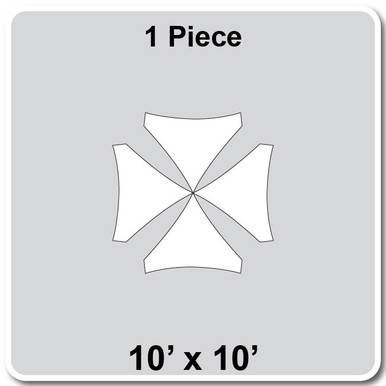 10' x 10' 16 oz. White Pinnacle Series Cross Cable Top, product image showing a white, square-shaped conference table cover with a cross cable top design.