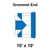 10' x 10' Master Series Frame Tent Grommet End, 16 oz. Ratchet Top, White and Blue, close-up of the grommet end panel showing the blue and white fabric with grommets for secure tent setup.