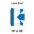 10' x 10' Master Series Frame Tent Lace End, 16 oz. Ratchet Top, White and Blue, showing a close-up of the lace end with the fabric in white and blue and the ratchet top mechanism.