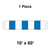 10' x 60' Gable Frame Tent, 1 Piece, 16 oz. Ratchet Top, White and Blue, with a simple diagram showing the tent's dimensions and structure.