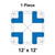 12' x 12' Classic Frame Tent, 1 Piece, 16 oz. Ratchet Top, White and Blue, top view diagram showing the tent's shape and structure.