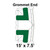15' x 7.5' Classic Frame Tent Grommet End, 16 oz. Ratchet Top, White and Forest Green, with detailed diagram showing the grommet end design and measurements.