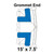 15' x 7.5' Classic Frame Tent Grommet End, 16 oz. Ratchet Top, White and Blue, technical diagram showing grommet end details and tent dimensions.