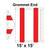 15' x 15' Gable Frame Tent Grommet End, 16 oz. Ratchet Top, White and Red, with detailed technical drawing showing grommet end and measurements.