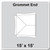 15' x 15' Master Series Frame Tent Grommet End, 16 oz. Ratchet Top, Solid White, showing the grommet end of the tent with a diagram indicating the size and construction.