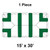 15' x 30' Classic Pole Tent, 1 Piece, 16 oz. Ratchet Top, White and Forest Green, with a top view illustration of the tent's layout and design.