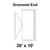 20' x 10' Gable Tent Grommet End, 16 oz. Ratchet Top, Solid White, with detailed diagram of grommet end and roof structure.
