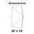 20' x 10' Master Frame Tent Grommet End, 16 oz. Ratchet Top, Solid White, diagram of tent grommet end with detailed line drawing of the tent's corner and grommet placement.