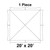20' x 20' Master Series Frame Tent, 1 Piece, 16 oz. Ratchet Top, Solid White, technical diagram showing the top view layout of the tent with dimensions and structure.