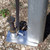 24" x 1" Double Head Tent Stake, image shows a metal stake with a double head mounted on the ground, used for securing outdoor tents.