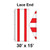 30' x 15' Gable Frame Tent Lace End, 16 oz. Ratchet Top, White and Red, diagram showing lace end construction and dimensions.