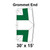 30' x 15' Master Series Frame Tent Grommet End, 16 oz. Ratchet Top, White and Forest Green, image showing the grommet end with green fabric sections and a diagram of the tent's grommet placement.