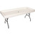 Wht. Fill N Chill Party Table, white rectangular plastic serving or beverage table with black metal folding legs.