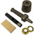 Grommet Kit, includes rubber grommet, metal grommet tool, wooden block, and gold washers for cable management and protection.