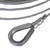 20' x 20' Pinnacle Cable, close-up view of a heavy-duty steel wire rope with a metal clip and loop connector for industrial lifting and securing applications.