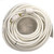 100' White Extension Cord 10/3, neatly coiled electrical extension cord with white plugs on both ends.