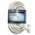 100' Triple Tap White Cord 12/3, coiled outdoor extension cord with a triple tap power outlet, heavy duty, water/weather resistant, flexible from -40°F to 140°F.