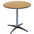 Celina Tent 30 Round Pedestal Table, wooden round tabletop on a metal pedestal base with four feet.