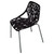 Black Parma Birch Stencil Chair, modern black chair with intricate cutout design and metal legs.