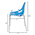 Blue Parma Birch Stencil Chair, modern blue chair with a curved backrest and metal legs, with detailed measurements for dimensions.