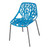 Blue Parma Birch Stencil Chair, modern chair with a unique leaf-like cutout design in the seat and backrest, supported by sleek black metal legs.