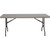 6' x 30' Resin Banquet Table, rectangular table with a smooth gray tabletop and black metal folding legs.
