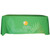 6' Draped Full Dye-Sublimation Table Cover, green fabric with leaf and palm tree patterns and a 'shades of green' logo.