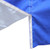 8' Easy Access Full Dye-Sublim tent, close-up of blue fabric with silver edge, showcasing the durable full dye-sublimation material and easy access feature.