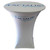 36" x 42" Pedestal Tablecover, white adjustable cloth draping over a pedestal table with Lactalis ingredients logo.