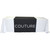 Table Runner, 48 x 72 inches, white fabric with a black center panel and the word 'COUTURE' printed on it.